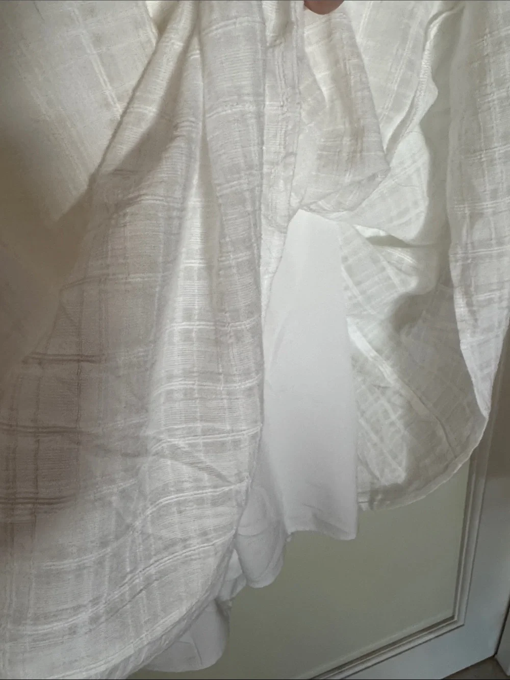 American Eagle Square Neck White Maxi Dress with Puff Sleeves
